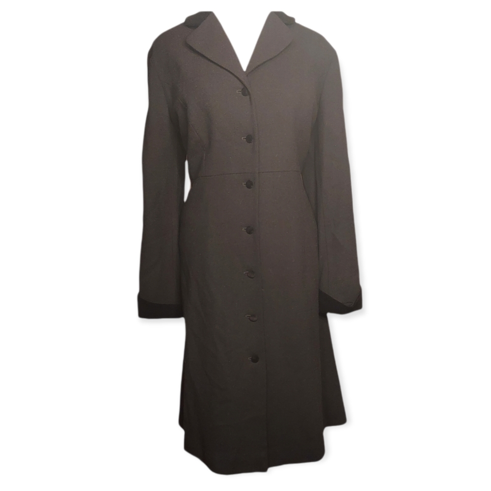 Evan-Picone vintage 100% wool black longsleeve A-line dress, size 12, EUC